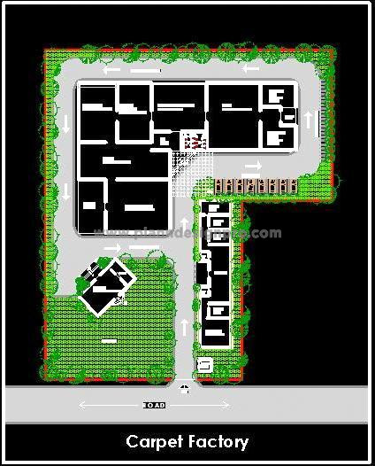 Carpet Factory Layout CAD- Office, Production, and Canteen